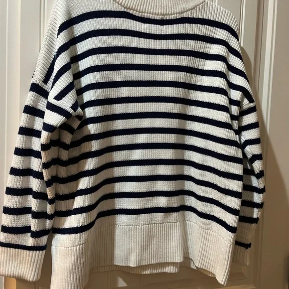 Lands' End Navy and White Striped Sweater - Picture 5 of 5